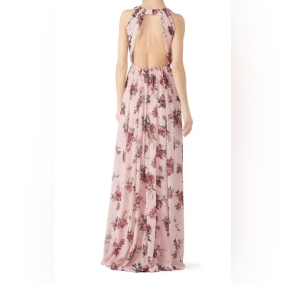 Marchesa Notte Carrara Blush Floral Halter Lurex ‎ Maxi  SZ 2 pink Cottage Core - Picture 16 of 16